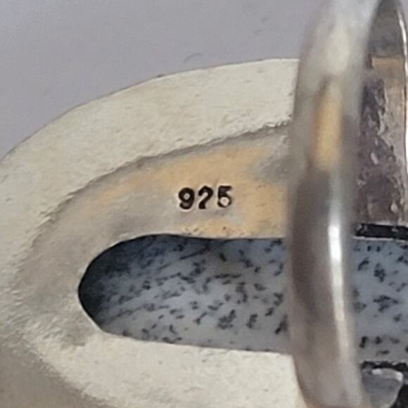 Handmade Sterling Silver Dendritic Agate Ring, Size 7.5 Natural Stone Jewelry - Picture 7 of 14